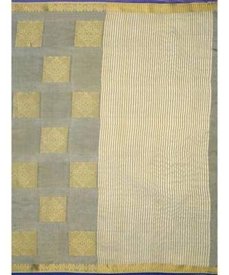 grey woven tussar silk saree with blouse 5