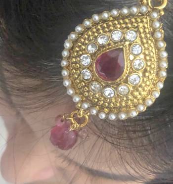 Pearl Pink polki maang tikka 2