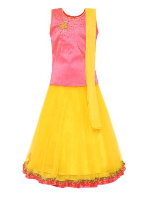 Yellow Silk Blend Lehnga Choli 1