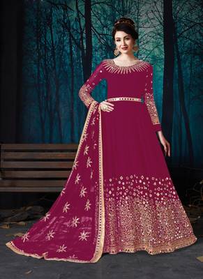 Pink embroidered georgette salwar 1