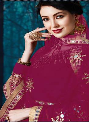 Pink embroidered georgette salwar 2