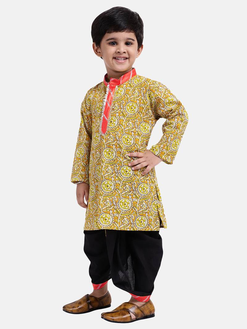 Boys Jaipuri Print Cambric Cotton Dhoti Kurta