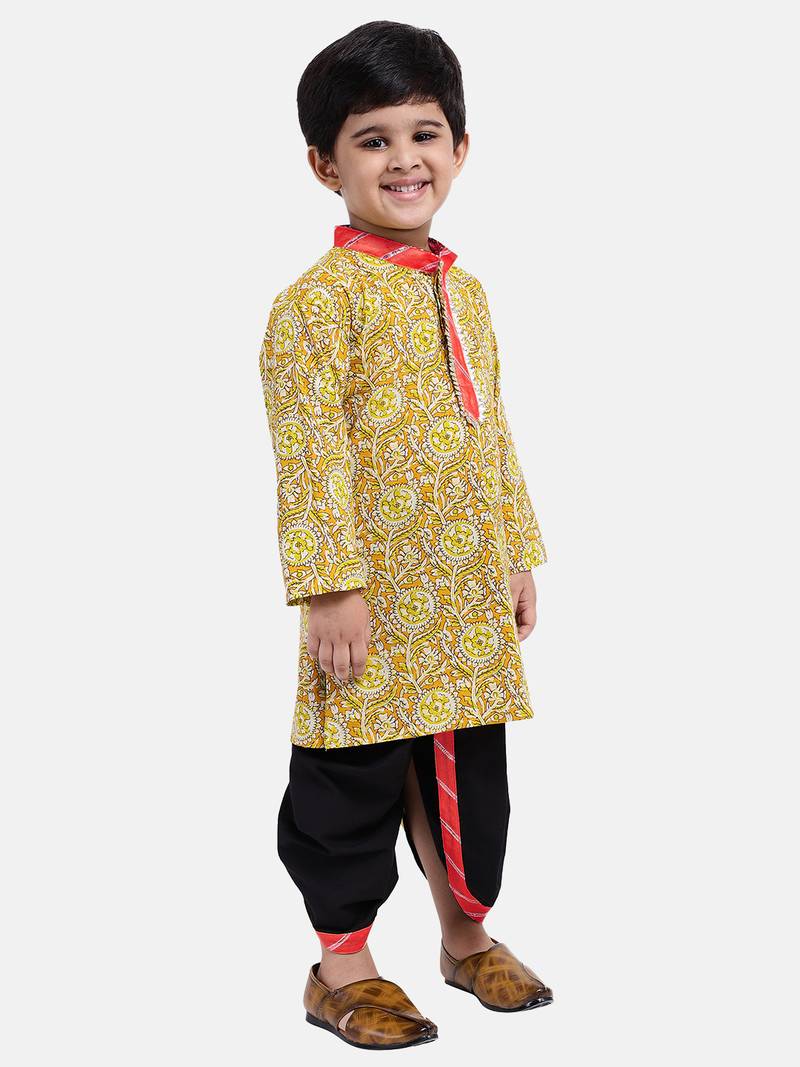 Boys Jaipuri Print Cambric Cotton Dhoti Kurta