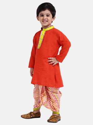 Boys Jaipuri Print Cambric Cotton Dhoti Kurta 2