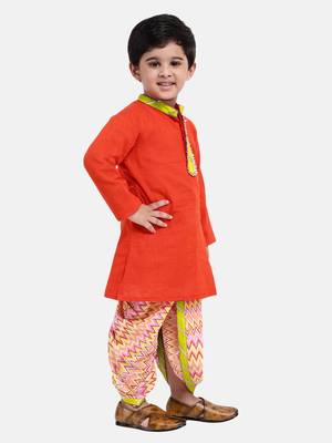 Boys Jaipuri Print Cambric Cotton Dhoti Kurta 4