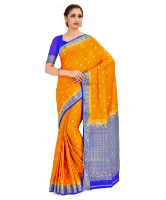 Mustard Woven Crepe Saree With Blouse 1