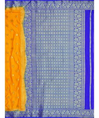 Mustard Woven Crepe Saree With Blouse 5