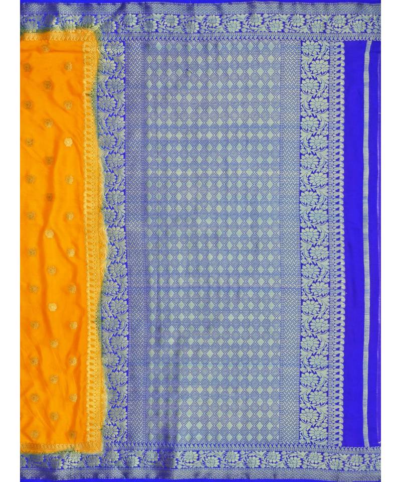 Mustard Woven Crepe Saree With Blouse