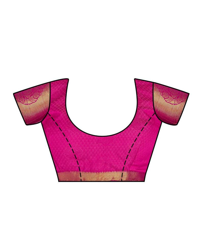 green woven art silk saree with blouse