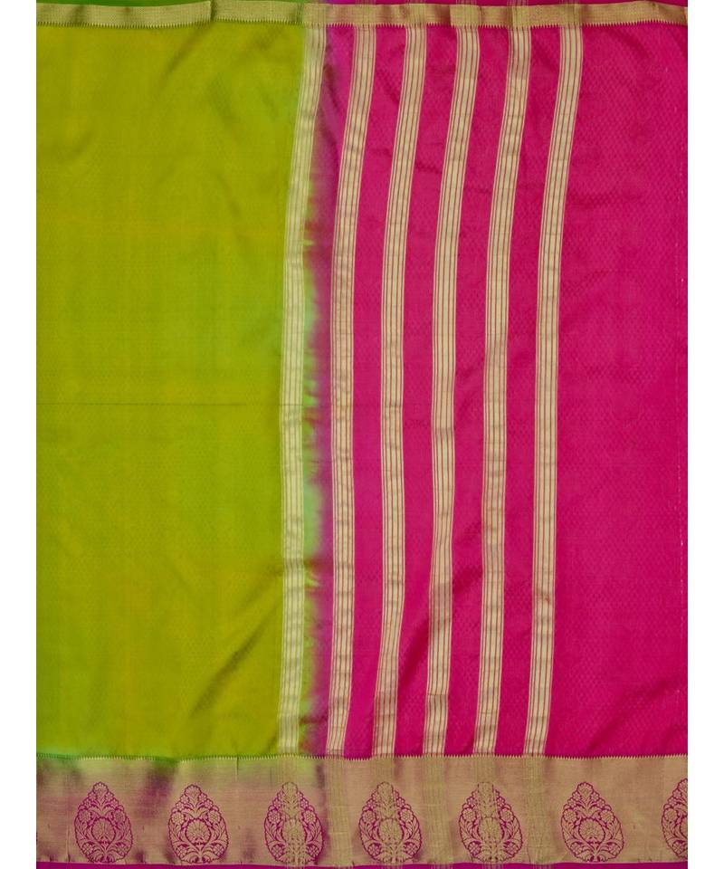 green woven art silk saree with blouse