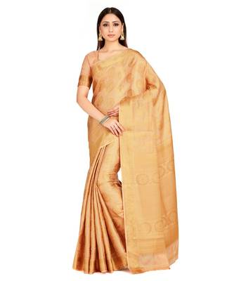 Beige Woven Art Silk Saree With Blouse 1