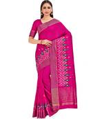 Pink Embroidered Raw Silk Saree With Blouse