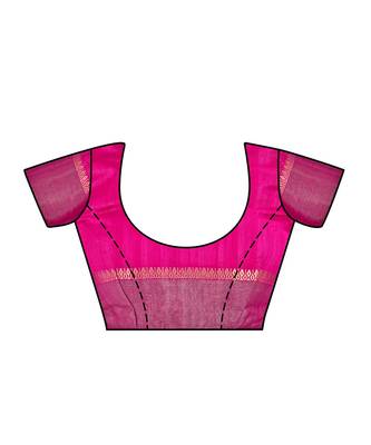 Pink Embroidered Raw Silk Saree With Blouse 4