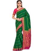 Green Woven Crepe Saree With Blouse
