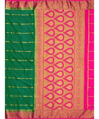 Green Woven Crepe Saree With Blouse 5