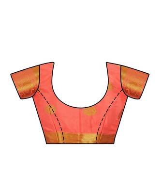 Orange Woven Crepe Saree With Blouse 4