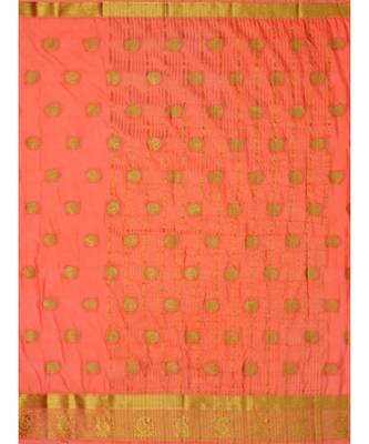 Orange Woven Crepe Saree With Blouse 5