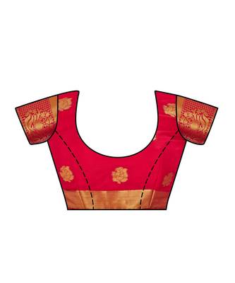 Red Woven Crepe Saree With Blouse 4