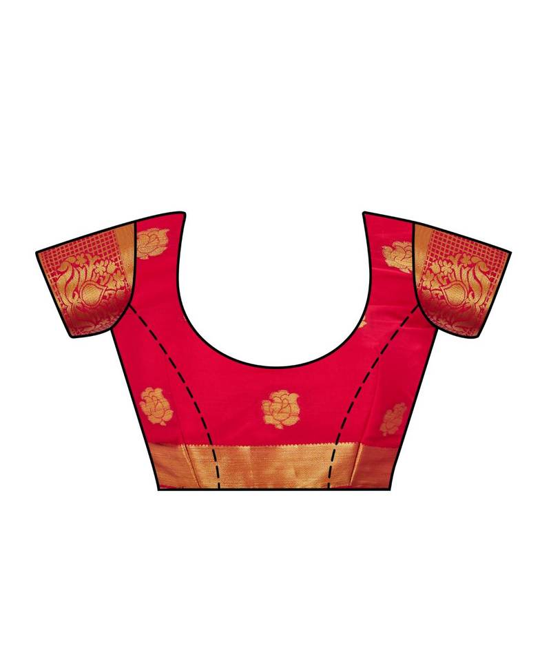 Red Woven Crepe Saree With Blouse