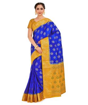 Blue Woven Art Silk Saree With Blouse 1