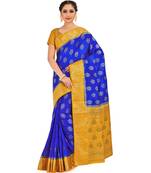 Blue Woven Art Silk Saree With Blouse