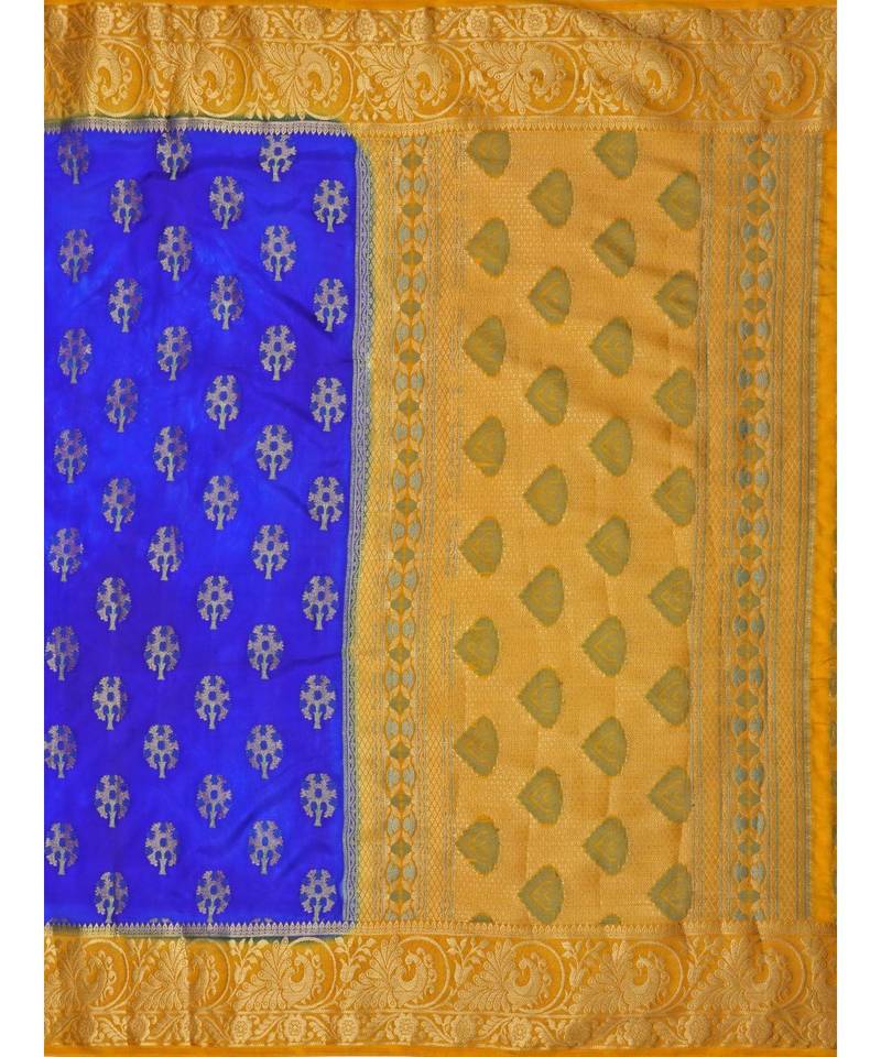 Blue Woven Art Silk Saree With Blouse