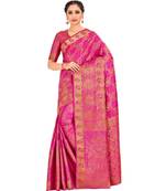 Pink Woven Art Silk Saree With Blouse