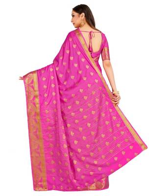 Pink Woven Crepe Saree With Blouse 3