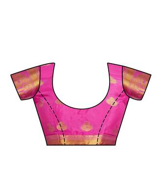 Pink Woven Crepe Saree With Blouse 4