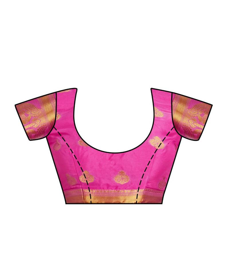 Pink Woven Crepe Saree With Blouse