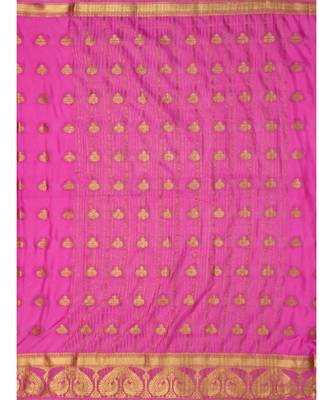Pink Woven Crepe Saree With Blouse 5