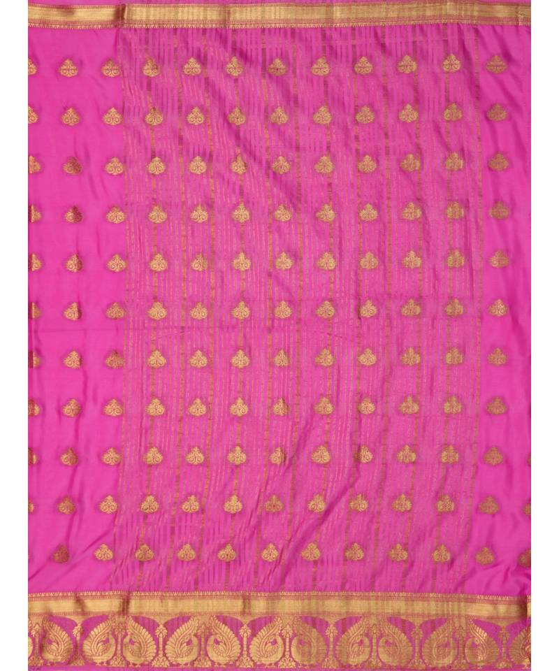Pink Woven Crepe Saree With Blouse