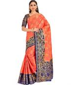 Orange Woven Art Silk Saree With Blouse