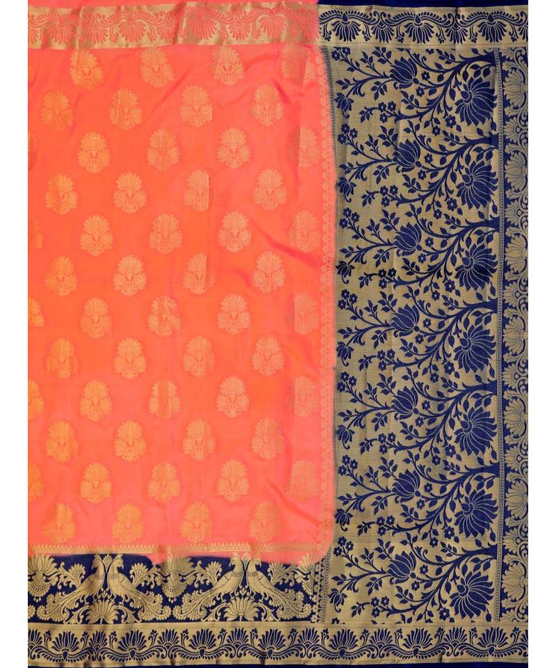 Orange Woven Art Silk Saree With Blouse