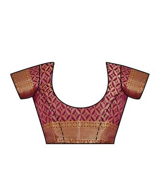 Burgundy Woven Art Silk Saree With Blouse 4