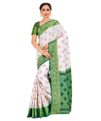 Off White Woven Art Silk Saree With Blouse 1