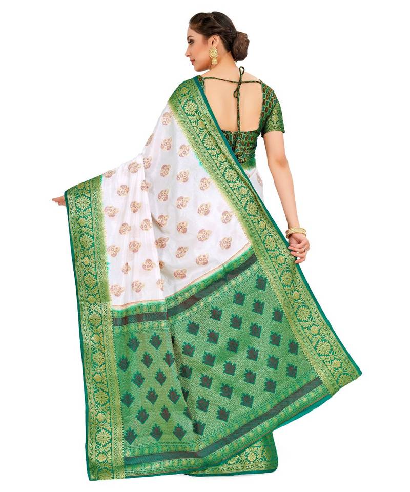 Off White Woven Art Silk Saree With Blouse