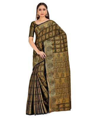 Black Woven Art Silk Saree With Blouse 1