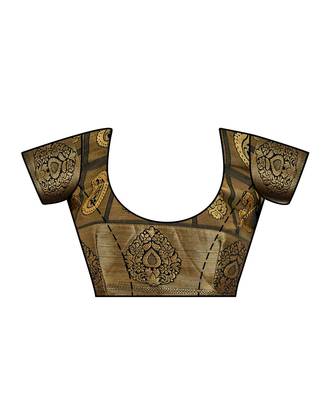 Black Woven Art Silk Saree With Blouse 4