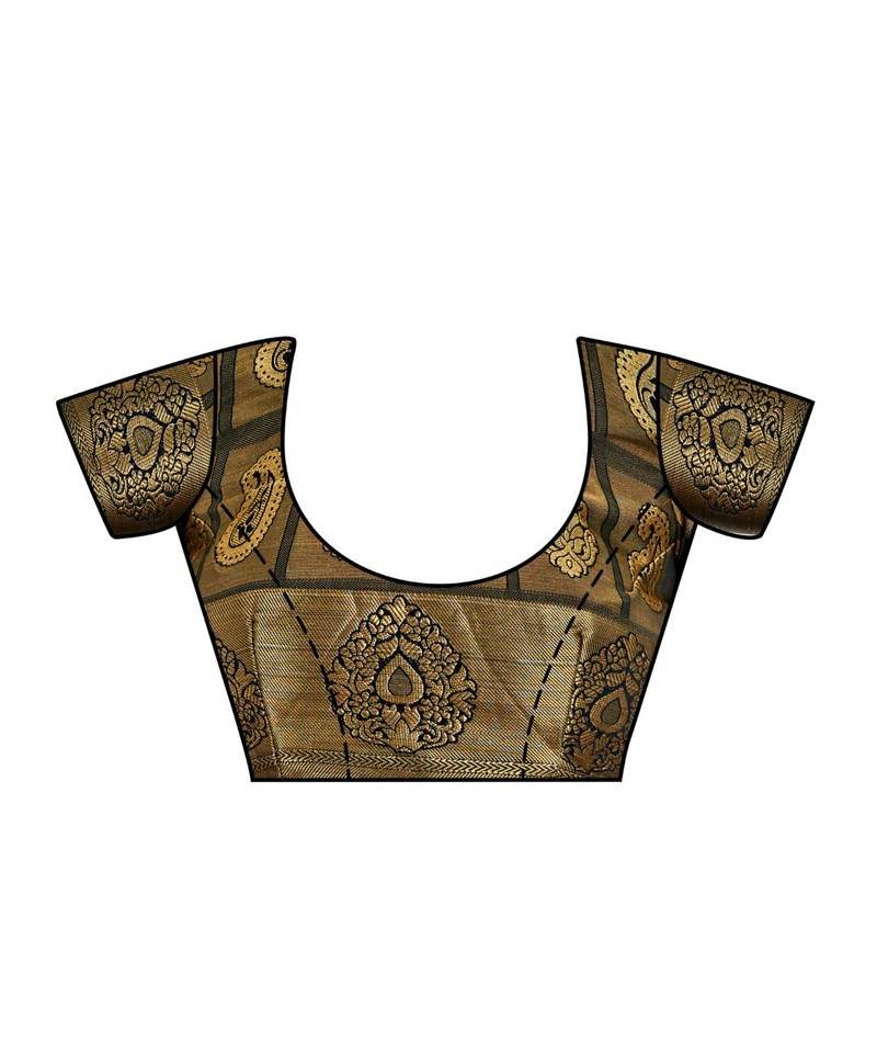 Black Woven Art Silk Saree With Blouse