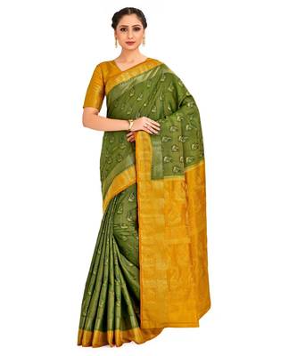 Green Woven Art Silk Saree With Blouse 1