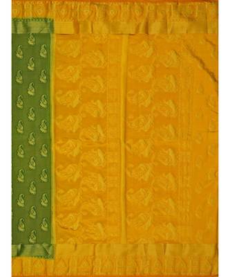 Green Woven Art Silk Saree With Blouse 5
