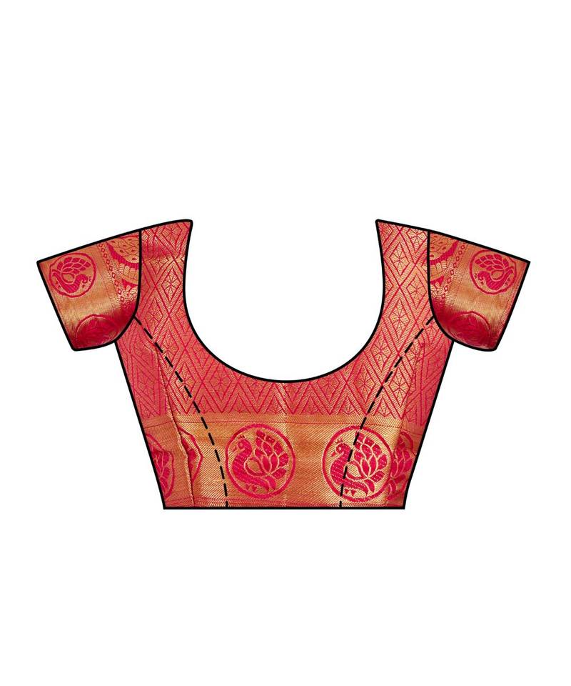 Pink Woven Art Silk Saree With Blouse