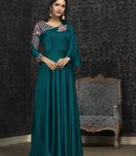 Rama Glowing Georgette Heavy Embroidery on Neck and Sleeve  Gown