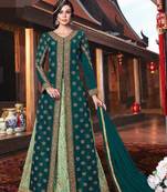 Green embroidered tussar silk salwar