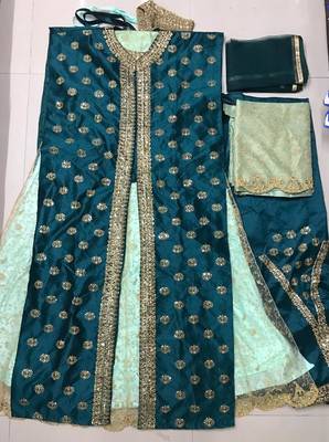 Green embroidered tussar silk salwar 2