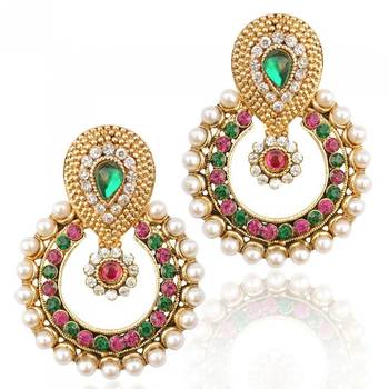 Multicolor Rani Pink Green Chandbali 1
