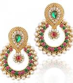 Multicolor Rani Pink Green Chandbali
