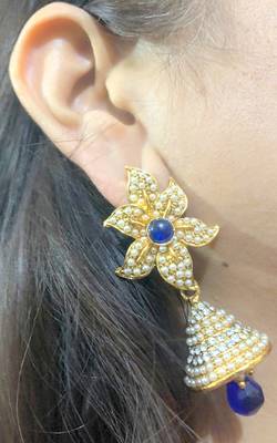 Blue Flower Earrings Jhumka Jhumki Jhumke Jimmiki Kammal  2
