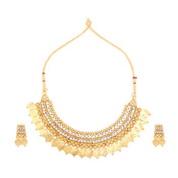 White necklace-sets Traditional South Indian Coin Jewellery Set with Chandbali Earrings 1